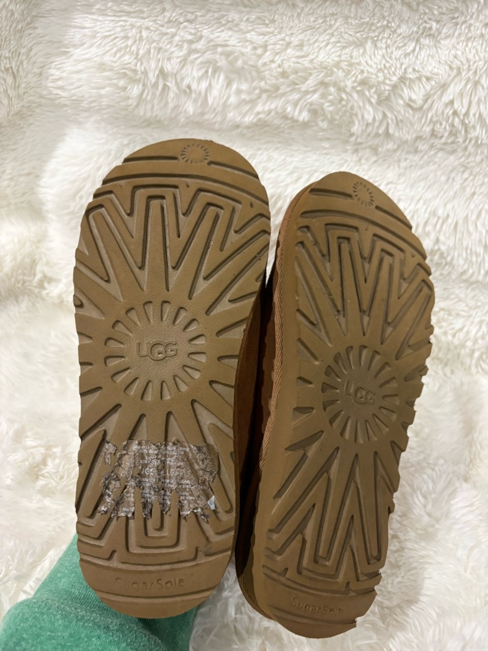 UGG Brown Suede Slip-On Moccasins with Decorative Trim - Picture 6 of 9